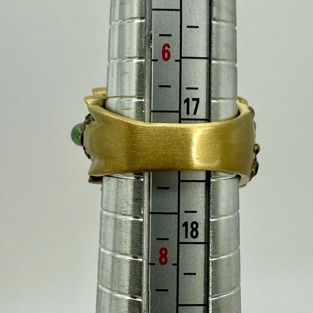 Vintage Heidi Daus Statement Ring – Amber Cabochon w Multi-Color Crystals Sz 7 - Picture 5 of 17